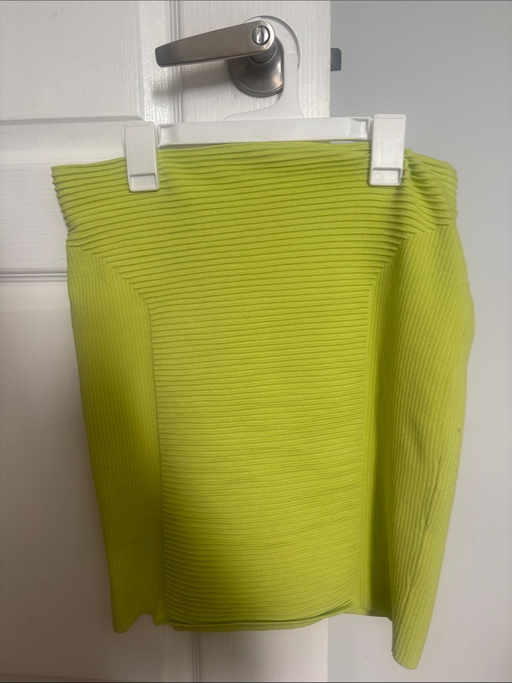 Express Neon Lime Ribbed Midi Skirt